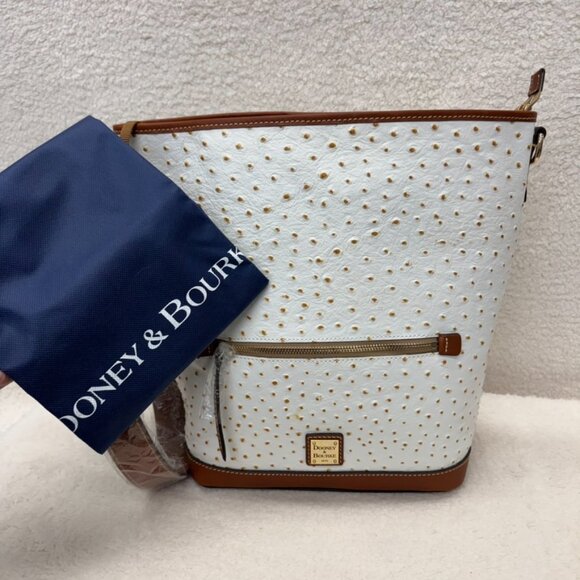 DOONEY & BOURKE Hobo Handbag in Bone Italian Leather Ostrich NEW - Picture 5 of 12